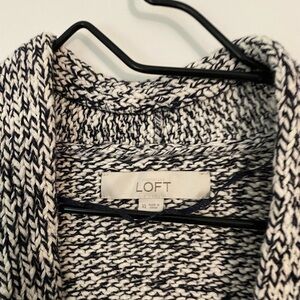 LOFT Navy & White Knitted Sweater Jacket